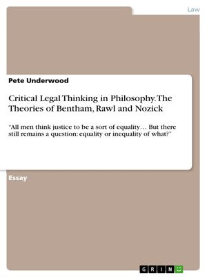 cover image of Critical Legal Thinking in Philosophy. the Theories of Bentham, Rawl and Nozick